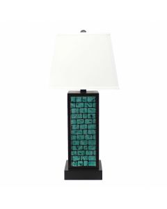 31" Black Metal Bedside Lamp With White Empire Shade