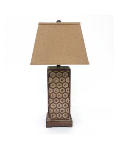 29" Brown Solid Wood Bedside Table Lamp With Brown Shade