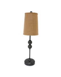 29" Bronze Bedside Lamp With Brown Shade