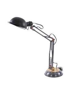 33" Black Metal Desk Table Lamp With Black Bowl Shade