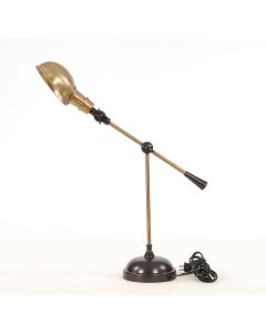 20" Black Metal Adjustable Desk Table Lamp With Gold Bowl Shade