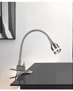 15" Black Metal Adjustable Clip On LED Table Lamp