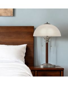 23" Silver Metal Standard Table Lamp With White Shade