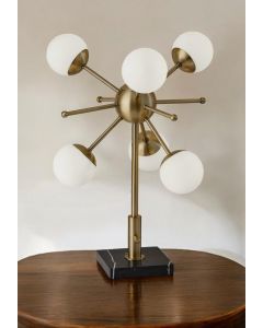 23" Black Metal Six Light Standard Table Lamp