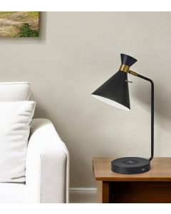 Asymmetrical Diabolo Black Metal Desk Lamp