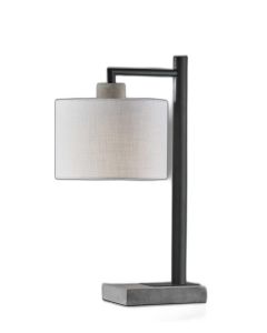23" Gray Metal Novelty Table Lamp With White Empire Shade