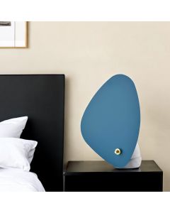 13" Gray Concrete Novelty Bedside Lamp With Aqua Novelty Shade