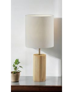 Natural Wood Circular Block Table Lamp