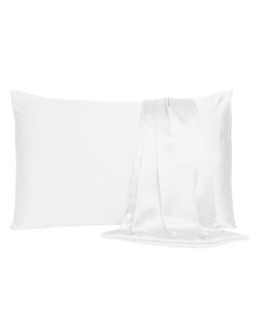 White Dreamy Set Of 2 Silky Satin King Pillowcases