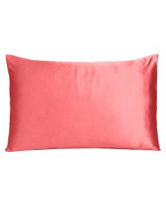 Coral Dreamy Set Of 2 Silky Satin King Pillowcases