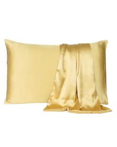 Gold Dreamy Set Of 2 Silky Satin King Pillowcases