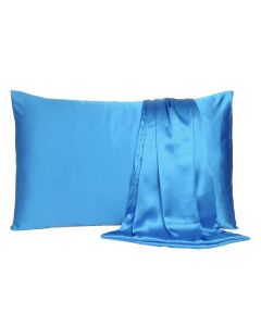 Bright Blue Dreamy Set Of 2 Silky Satin Standard Pillowcases