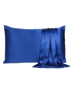 Navy Blue Dreamy Set Of 2 Silky Satin Standard Pillowcases