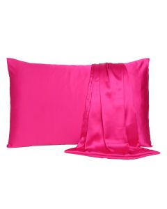Fuchsia Dreamy Set Of 2 Silky Satin Standard Pillowcases