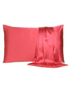 Two Piece Salmon Pink Dreamy Silky Satin Pillowcases
