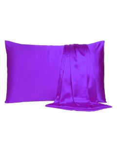 Bright Purple Dreamy Set Of 2 Silky Satin Standard Pillowcases