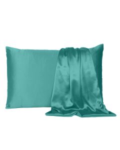 Teal Dreamy Set Of 2 Silky Satin Standard Pillowcases