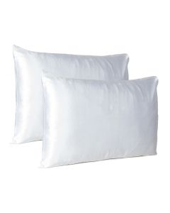 White Dreamy Set Of 2 Silky Satin Standard Pillowcases