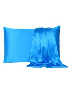 Blue Dreamy Set Of 2 Silky Satin Queen Pillowcases