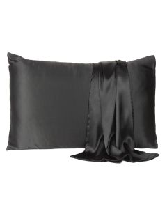 Black Dreamy Set Of 2 Silky Satin Queen Pillowcases