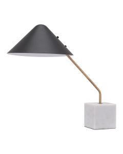 52" White Metal Bedside Table Lamp With Black Cone Shade