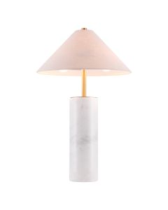 55" White Metal Bedside Table Lamp With Beige Empire Shade