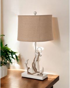 Set of Two Tan and White Anchor Table Lamps
