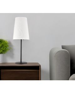 27" Black Metal Table Lamp With White Cone Shade