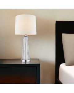 29" Clear Glass Buffet Lamp With Off White Empire Shade