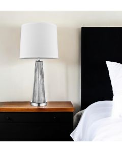 29" Silver Glass Buffet Lamp With Off White Empire Shade
