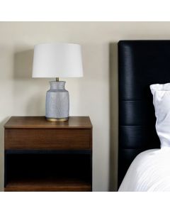 27" Gray Ceramic Table Lamp With White Empire Shade