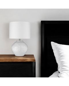 26" White Ceramic Table Lamp With White Drum Shade
