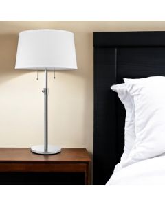 31" Silver Metal Two Light Adjustable Table Lamp With White Empire Shade