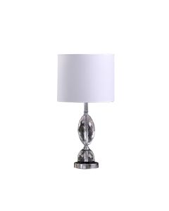 24" Silver Crystal Standard Table Lamp With White Shade