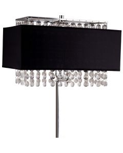 Bling Glam Black and Faux Crystal Rectangular Table Lamp