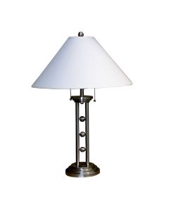 27" Silver Metal Two Light Table Lamp With White Classic Empire Shade