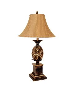 32" Gold Metal Pineapple Table Lamp With Gold Classic Empire Shade
