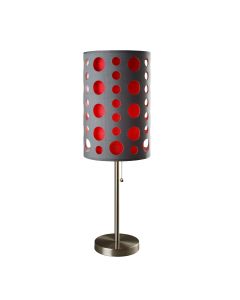 33" Gray and Red Mod Dot Novelty Table Lamp