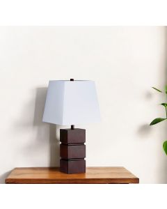27" Brown Bedside Table Lamp With White Shade
