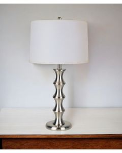 30" Black Solid Wood Bedside Table Lamp With White Shade