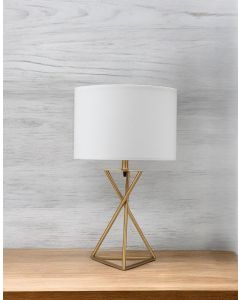 Contemporary Gold Geo Table Lamp with White Shade