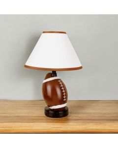 14" Brown Ceramic Novelty Bedside Lamp With Brown And White Empire Shade