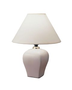 13" White Ceramic Bedside Table Lamp With Off-White Shade