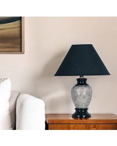13" Black Ceramic Bedside Table Lamp With Black Shade