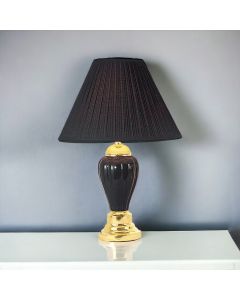 27" Black and Gold Ceramic Urn Table Lamp With Black Empire Shade