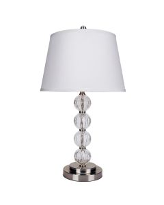 29" Silver Metal Table Lamp With White Classic Empire Shade