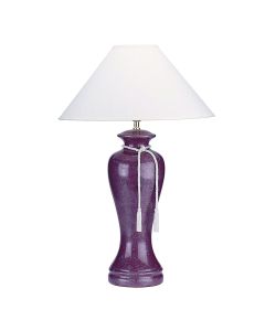 35" Red Burgundy Glaze Ceramic Urn Table Lamp With White Classic Empire Shade