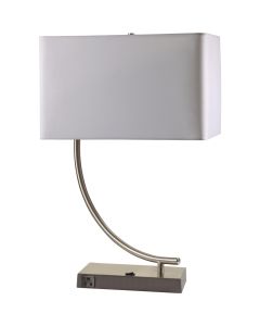 23" Silver Curved Table Lamp With White Rectangle Shade