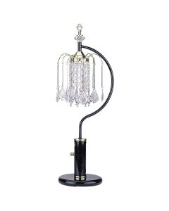27" Black and Gold Metal Faux Crystal Chandelier Table Lamp