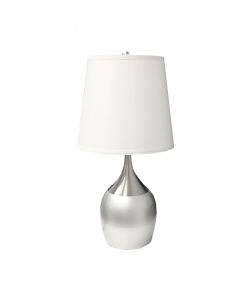 25" Silver Metal Gourd Table Lamp With White Tapered Drum Shade